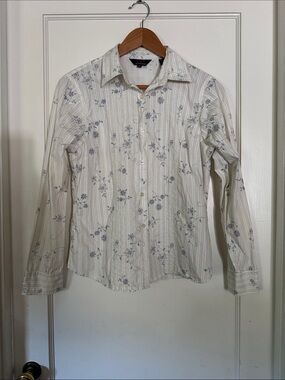 Roper Cream Floral Stripe Button-Up Blouse